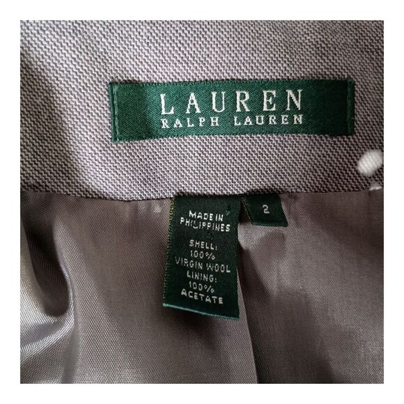 Lauren Ralph Lauren Blazer Jacket 100% Virgin Wool Grey Women's 2 - Picture 3 of 5